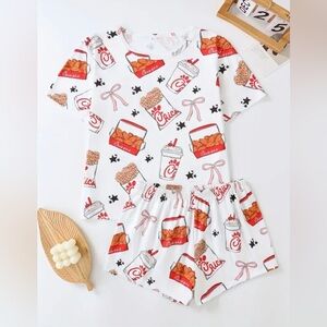 Chick-Fil-A Pajama Set L Funny Food Print Sleepwear Kitschy Campy Adult PJs